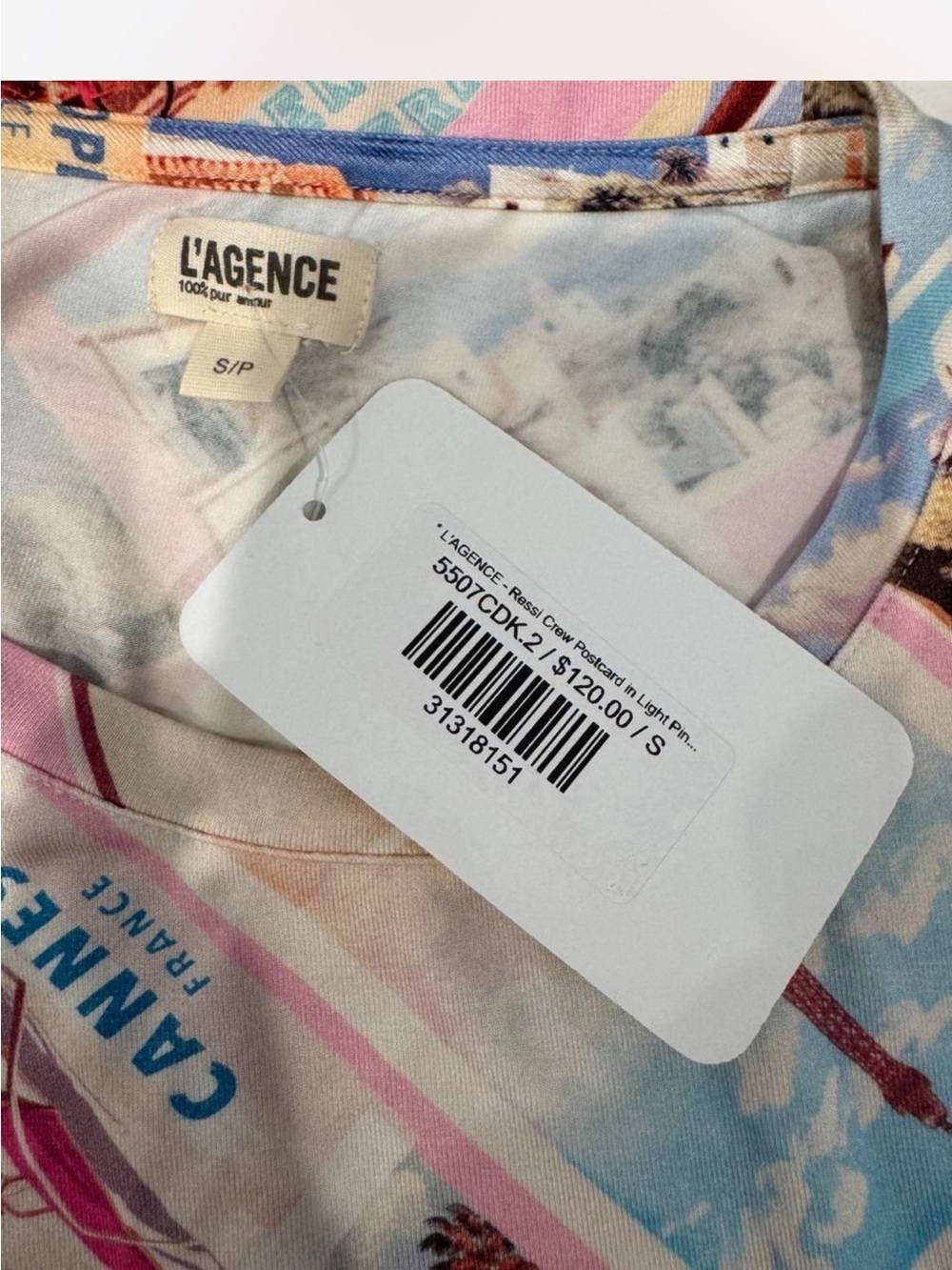 NWT, L'AGENCE Ressi Tee, size S, Multi-Print  Tee, current season, MSRP $115.00 - Picture 10 of 13